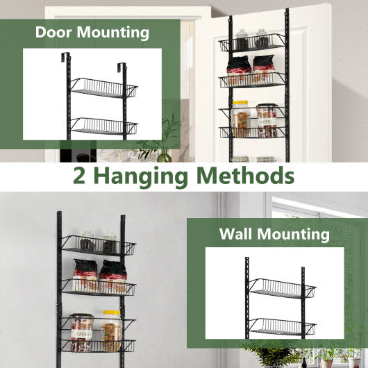 Costway Over the Door Pantry Organizer Rack with Adjustable Door Hook and 6 Basket