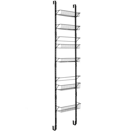 Costway Over the Door Pantry Organizer Rack with Adjustable Door Hook and 6 Basket