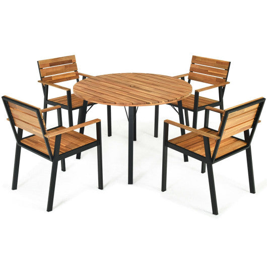 Costway Patented 5 Pieces Patio Dining Chair Set with Umbrella Hole