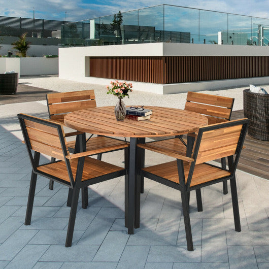 Costway Patented 5 Pieces Patio Dining Chair Set with Umbrella Hole