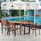 Costway Patented 7 Pieces Patented Outdoor Patio Dining Table Set with Hole