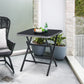 Costway Patio Folding Square Dining Table with Aluminum Frame and Tempered Glass Top