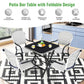 Costway Patio Folding Square Dining Table with Aluminum Frame and Tempered Glass Top