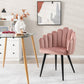 Costway Pink Modern Velvet Dining Chair with Metal Base and Petal Backrest