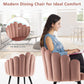 Costway Pink Modern Velvet Dining Chair with Metal Base and Petal Backrest