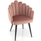 Costway Pink Modern Velvet Dining Chair with Metal Base and Petal Backrest
