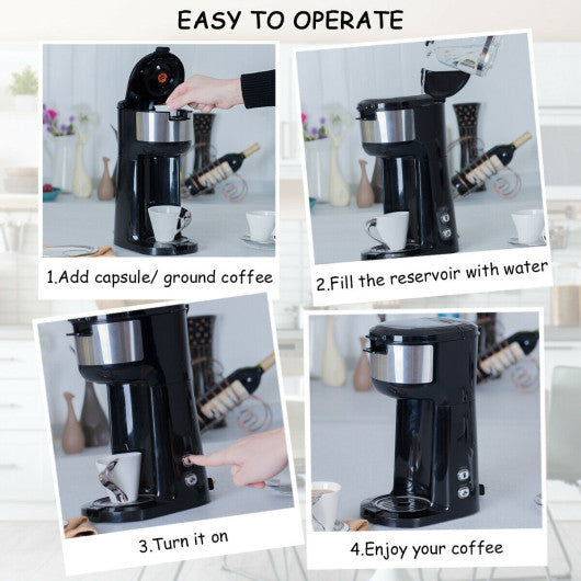 Costway Portable Coffee Maker for Ground Coffee and Coffee Capsule