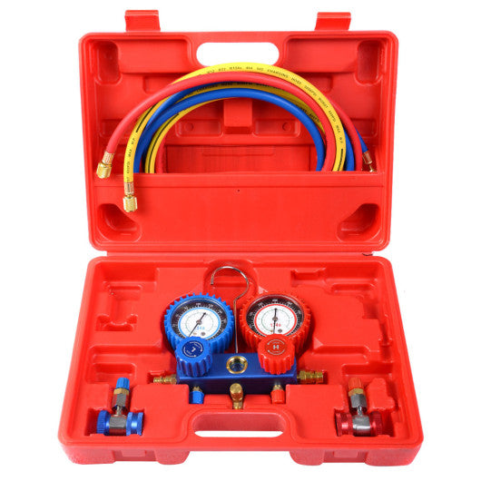 Costway R134A Manifold Air Conditioner Gauge Set with case