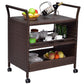 Costway Rattan Rolling Serving Cart Storage Shelves Rack