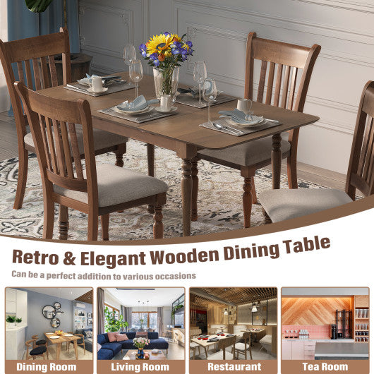 Costway Rectangle Extension Dining Table with Hardwood Structure