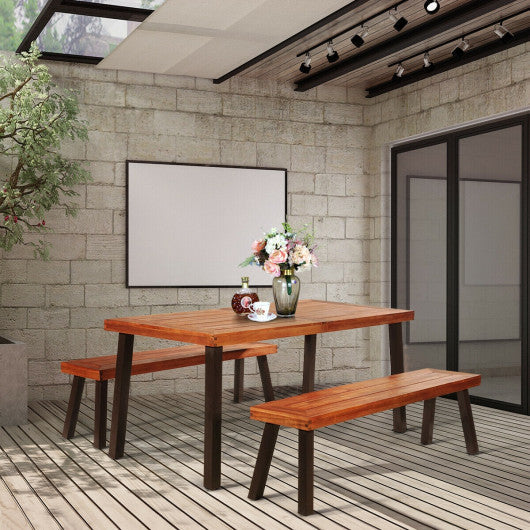 Costway Rectangular Acacia Wood Rustic Dining Furniture Table