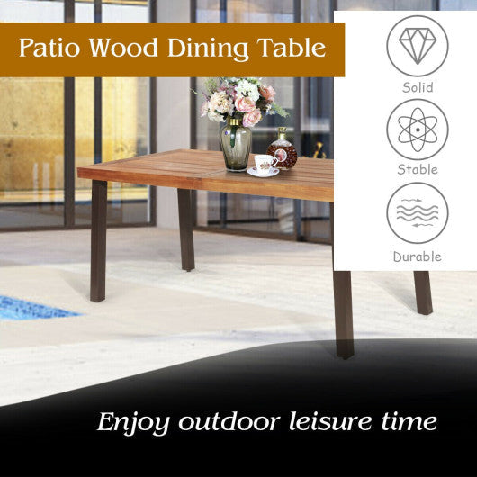 Costway Rectangular Acacia Wood Rustic Dining Furniture Table