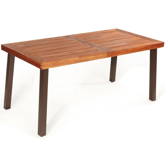 Costway Rectangular Acacia Wood Rustic Dining Furniture Table