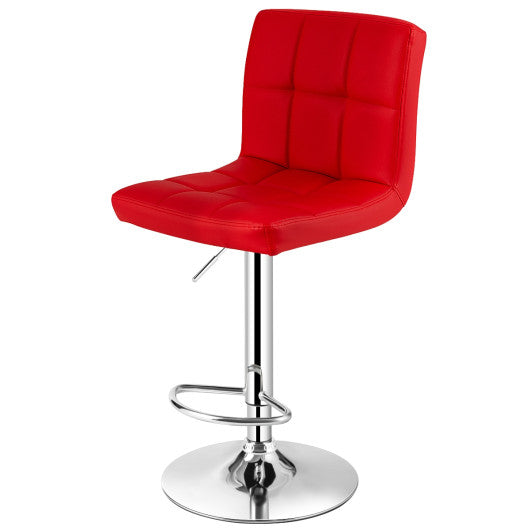 Costway Red Adjustable Swivel Bar Stool with PU Leather