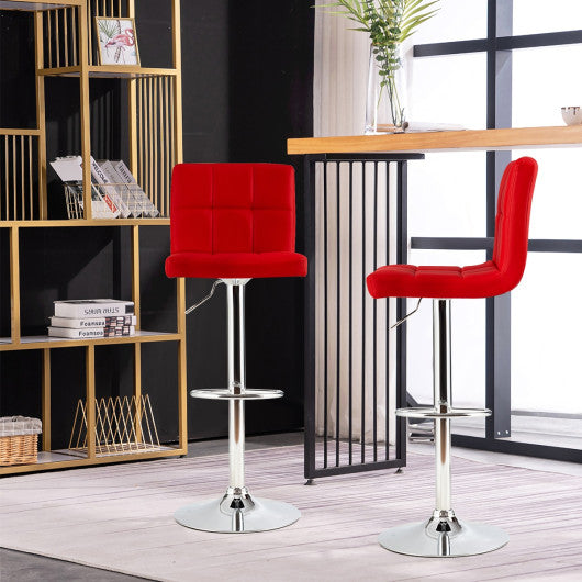 Costway Red Adjustable Swivel Bar Stool with PU Leather
