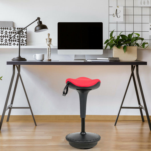 Costway Red Adjustable Swivel Sitting Balance Wobble Stool Standing Desk Chair