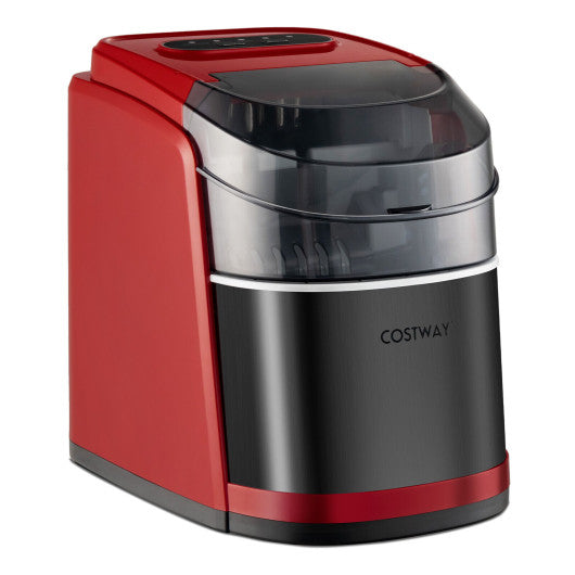 Costway Red Countertop Ice Maker 26.5lbs/Day with Self-Cleaning Function and Flip Lid