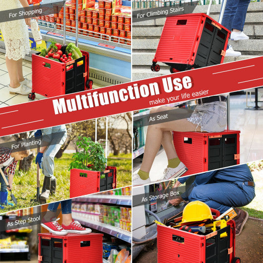 Costway Red Foldable Utility Cart for Travel and Shopping