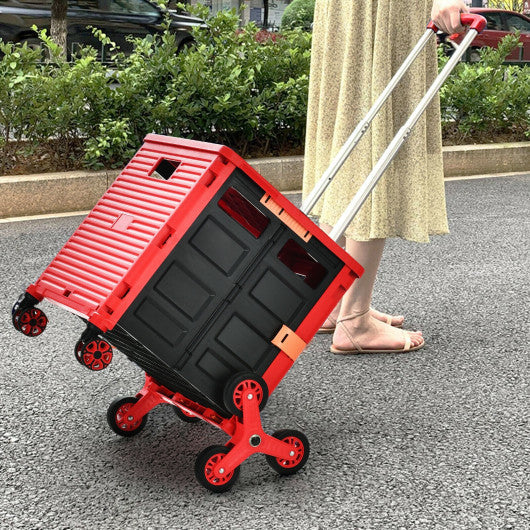 Costway Red Foldable Utility Cart for Travel and Shopping