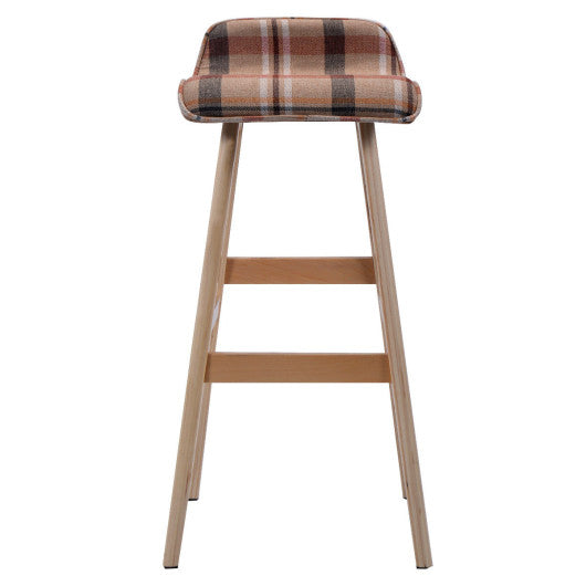 Costway Red Modern Wood Linen Bar Stool Dining Counter Barstools High Chair Furniture