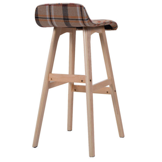 Costway Red Modern Wood Linen Bar Stool Dining Counter Barstools High Chair Furniture