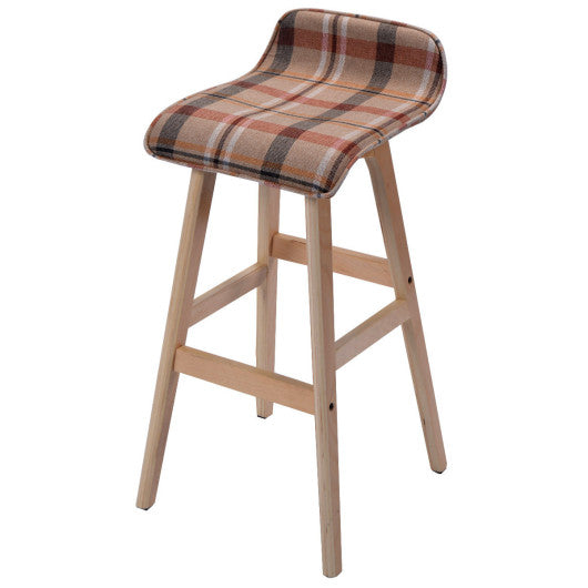 Costway Red Modern Wood Linen Bar Stool Dining Counter Barstools High Chair Furniture
