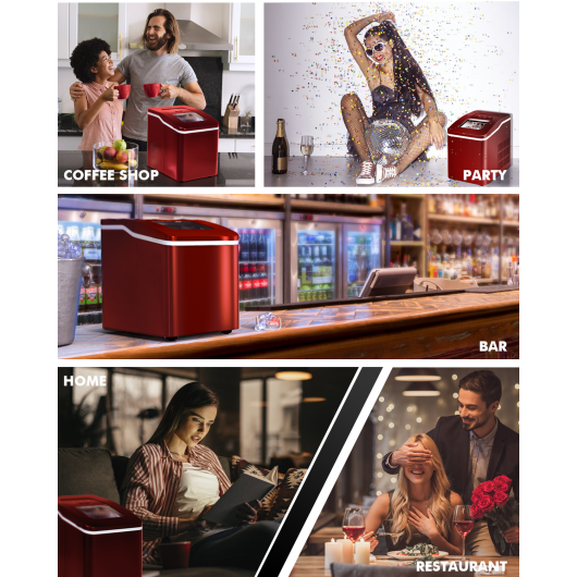 Costway Red Portable Countertop Ice Maker Machine with Scoop