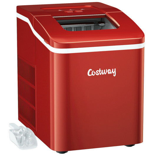 Costway Red Portable Countertop Ice Maker Machine with Scoop