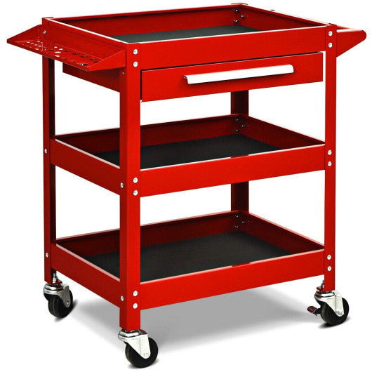 Costway Red Rolling Tool Cart Mechanic Cabinet Storage ToolBox Organizer with Drawer