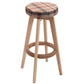 Costway Red Round Wooden Linen Bar Stool Dining Counter Barstools High Chair Furniture