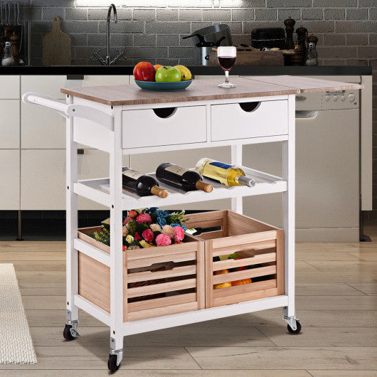 Costway Rolling Kitchen Island Trolley Cart with Wine Shelf