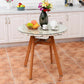 Costway Round Dining Table with Steel Frame & Tempered Glass Top