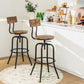 Costway Rustic Brown Adjustable Swivel Counter-Height Stool with Arc-Shaped Backrest