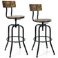 Costway Rustic Brown Adjustable Swivel Counter-Height Stool with Arc-Shaped Backrest