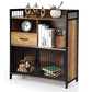 Costway Rustic Brown Buffet Cabinet with Drawer and Wood Storage Shelf for Kitchen
