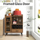 Costway Rustic Brown Buffet Sideboard with Removable Wine Rack and Glass Holder