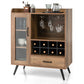 Costway Rustic Brown Buffet Sideboard with Removable Wine Rack and Glass Holder
