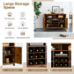 Costway Rustic Brown Farmhouse Sideboard with Detachable Wine Rack and Cabinets
