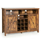 Costway Rustic Brown Farmhouse Sideboard with Detachable Wine Rack and Cabinets