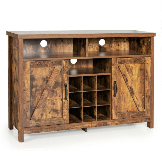 Costway Rustic Brown Farmhouse Sideboard with Detachable Wine Rack and Cabinets