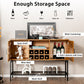 Costway Rustic Brown Industrial Kitchen Buffet Sideboard with Wine Rack and 2 Doors
