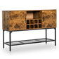Costway Rustic Brown Industrial Kitchen Buffet Sideboard with Wine Rack and 2 Doors
