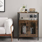 Costway Rustic Brown Industrial Sideboard Buffet Cabinet with Removable Wine Rack