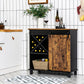 Costway Rustic Brown Industrial Storage Cabinet with Sliding Barn Door
