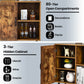 Costway Rustic Brown Mid-century Storage Cabinet with Single Door and Adjustable Shelves