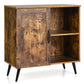 Costway Rustic Brown Mid-century Storage Cabinet with Single Door and Adjustable Shelves