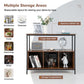 Costway Rustic Brown Modern Kitchen Buffet Sideboard with 3 Compartments