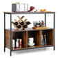 Costway Rustic Brown Modern Kitchen Buffet Sideboard with 3 Compartments