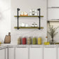 Costway Rustic Pipe Shelving Vintage Industrial Pipe Wall Shelf-A