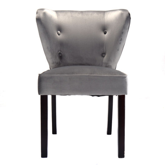 Costway Set Of 2 Blue Accent Dining Chairs Velvet Fabric Armless Contemporary Home Furniture